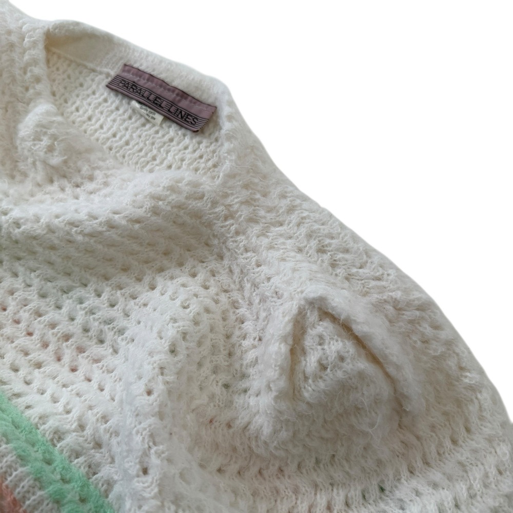 Vintage Parallel Lines‎ Sweater Pastel Stripe Soft Girl Knit Cropped Women's M - Picture 9 of 11